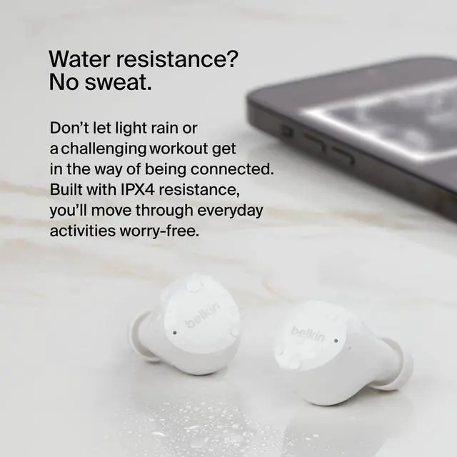 Alt view image 10 of 13 - Belkin SoundForm Bolt True Wireless Earbuds - Stereo - True Wireless - Bluetooth - 32.8 ft - Earbud - Binaural - In-ear - White