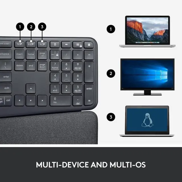 Alt view image 3 of 7 - Ergo K860 Wireless Split Keyboard Black 920009166