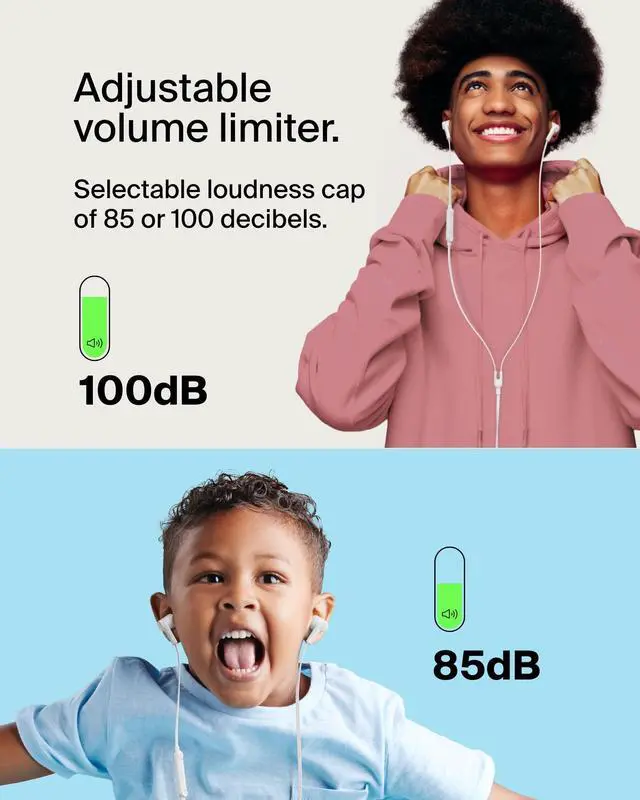 Alt view image 8 of 13 - Belkin SoundForm USB-C Wired Earbuds with Adjustable Volume Limiter - White