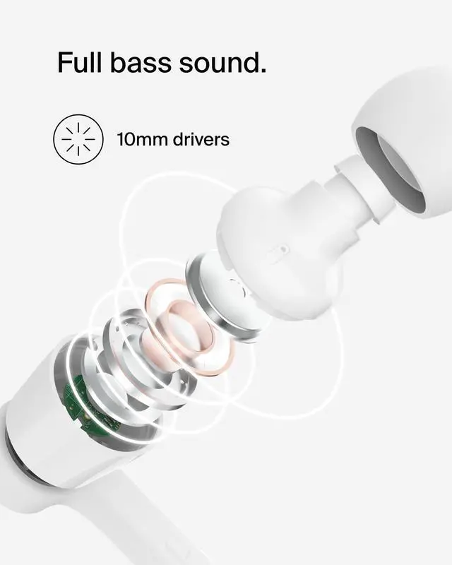Alt view image 12 of 13 - Belkin SoundForm USB-C Wired Earbuds with Adjustable Volume Limiter - White