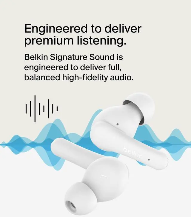 Alt view image 15 of 15 - Belkin SoundForm Rhythm True Wireless Earbuds - White