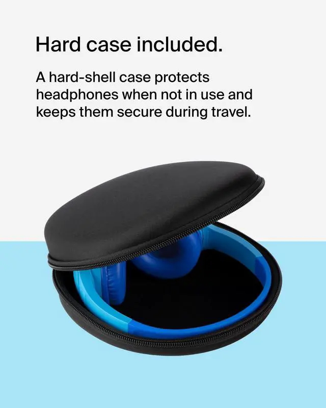 Alt view image 14 of 14 - Belkin Wireless Bluetooth On-Ear Headphones for Kids w/ Mic - 85dB Limit - w/ USB-C Cable - Headset - Blue - Stereo - Mini-phone (3.5mm) - Wired/Wireless - Bluetooth - On-ear, Over-the-head - Binaural