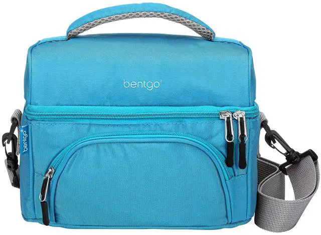 Alt view image 2 of 7 - bentgo deluxe lunch bag - durable and insulated lunch tote with zippered outer pocket, internal mesh pocket, padded and adjustable straps, & 2-way zippers - fits all bentgo lunch boxes (carbon black)
