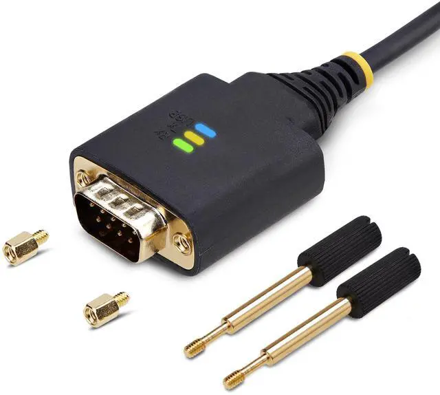 Alt view image 3 of 8 - StarTech 1ft (30cm) USB to Serial Adapter Cable, COM Retention, Interchangeable Nuts/Screws, USB-A to DB9 RS232, FTDI IC, ESD Protection, Windows/macOS/Linux Model 1P1FFC-USB-SERIAL