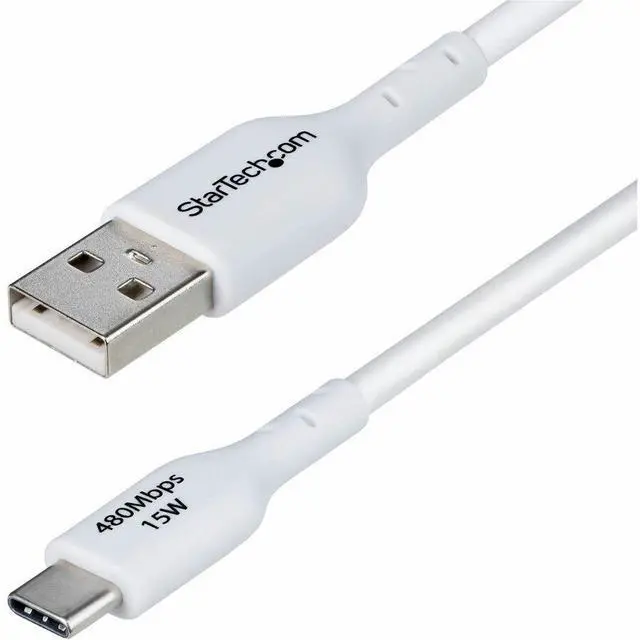 Alt view image 3 of 9 - StarTech 6ft (1.8m) USB-A to USB-C Charging Cable, Charge & Sync, 3A, USB 2.0, TPE Jacket - White USB Charging Cord - USB2AC6FWHE