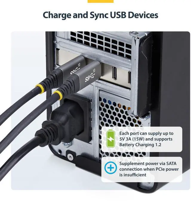 Alt view image 10 of 11 - StarTech 4-Port USB Type-C PCIe Card, USB 3.2 10Gbps, USB-C PCI Express 3.0 Expansion Card, 4x Independent USB Controllers, Windows/Linux/macOS, TAA-Compliant - P10Q4C-USB-CARD