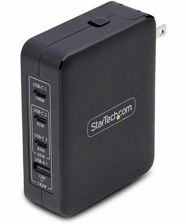 Alt view image 4 of 10 - StarTech 140W USB-C Wall Charger, 3x USB-C/1x USB-A, Portable PD 3.1 International GaN Power Adapter for MacBook, Dell XPS/Inspiron/Precision - 3114GCU-WALL-CHARGER