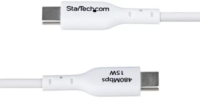 Alt view image 4 of 9 - StarTech 3ft (91cm) USB-A to USB-C Charging Cable, Charge & Sync, 3A, USB 2.0, TPE Jacket - White USB Charging Cord - USB2AC3FWHE