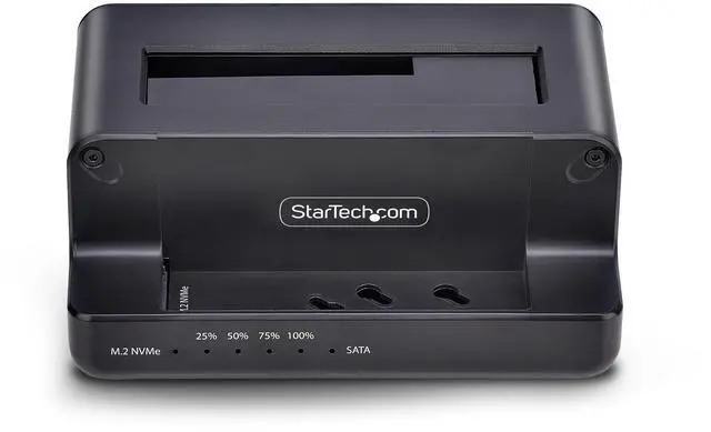 Alt view image 4 of 8 - StarTech M.2 NVMe to 2.5/3.5" SATA Drive Duplicator, Dual Bay Standalone SSD Cloner/Drive Dock, Bidirectional NVMe to SATA / SATA to NVMe, Up to 27GBpm, TAA Model N2-M2-SSD-DUPLICATOR