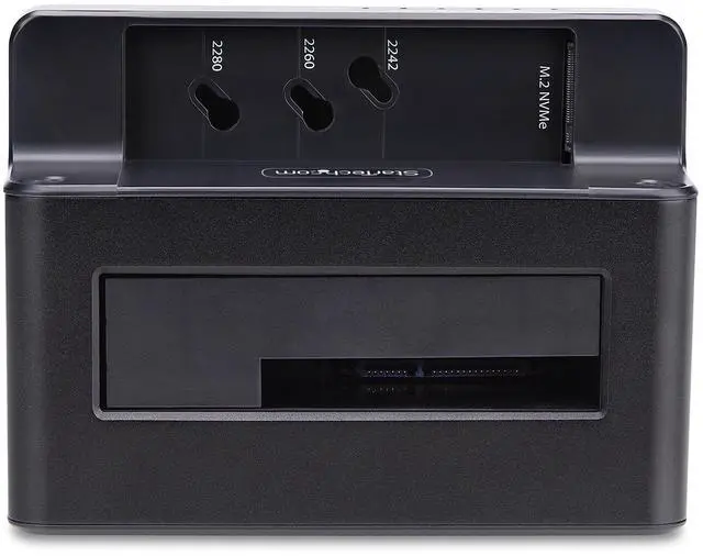 Alt view image 7 of 8 - StarTech M.2 NVMe to 2.5/3.5" SATA Drive Duplicator, Dual Bay Standalone SSD Cloner/Drive Dock, Bidirectional NVMe to SATA / SATA to NVMe, Up to 27GBpm, TAA Model N2-M2-SSD-DUPLICATOR