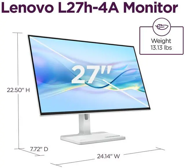 Alt view image 11 of 20 - Lenovo L27h-4A 27-inch IPS QHD 100Hz Speakers USB-C Monitor