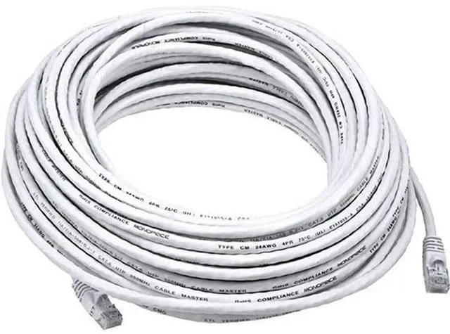 Alt view image 14 of 14 - Monoprice Cat6 Ethernet Patch Cable - 75 Feet - White | Network Internet Cord - RJ45, Stranded, 550Mhz, UTP, Pure Bare Copper Wire, 24AWG