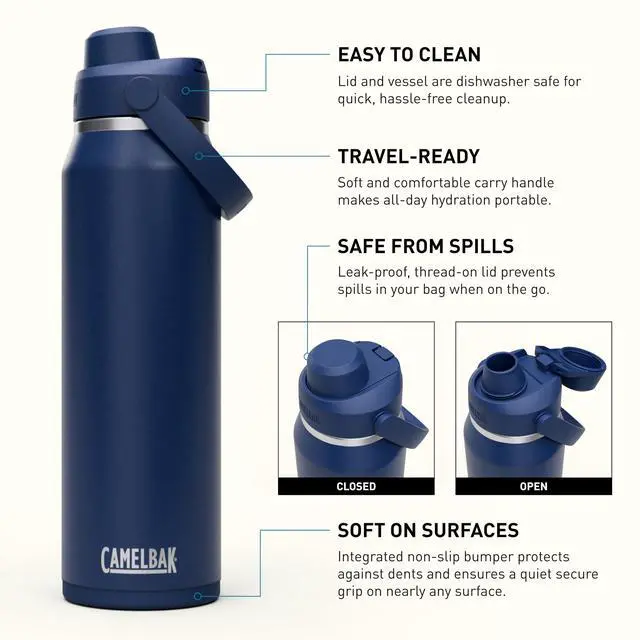 Alt view image 2 of 7 - CamelBak Thrive Chug Insulated Stainless Steel Water Bottle Navy, 32oz
