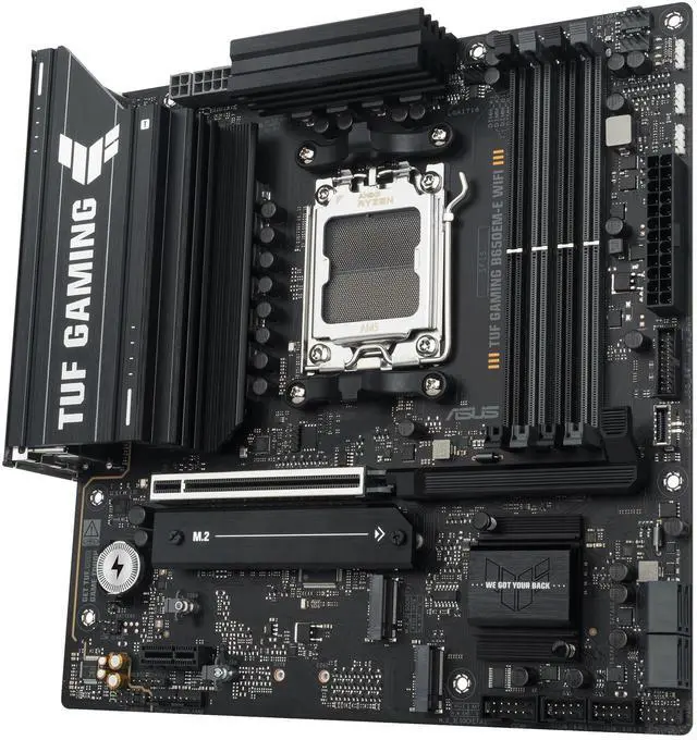 Alt view image 11 of 15 - ASUS TUF GAMING B650EM-E WIFI AMD B650 Micro-ATX Motherboard, 8+2+1 80A DrMOS Power Stages, DDR5, PCIe 5.0, Three M.2 Slots, WiFi 6, Realtek 2.5Gb Ethernet, DisplayPort, HDMI, Rear USB 10Gbps Type-C and Front USB 5Gbps Type-C Support
