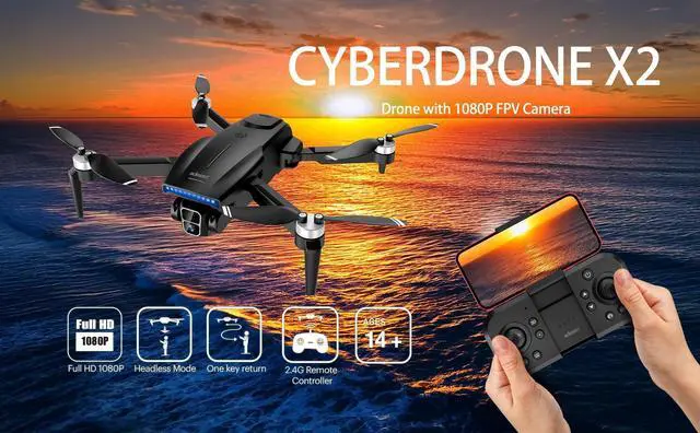 Alt view image 7 of 7 - Adesso CyberDrone X2 1080P FPV Drone with Remote Controller #CYBERDRONE X2