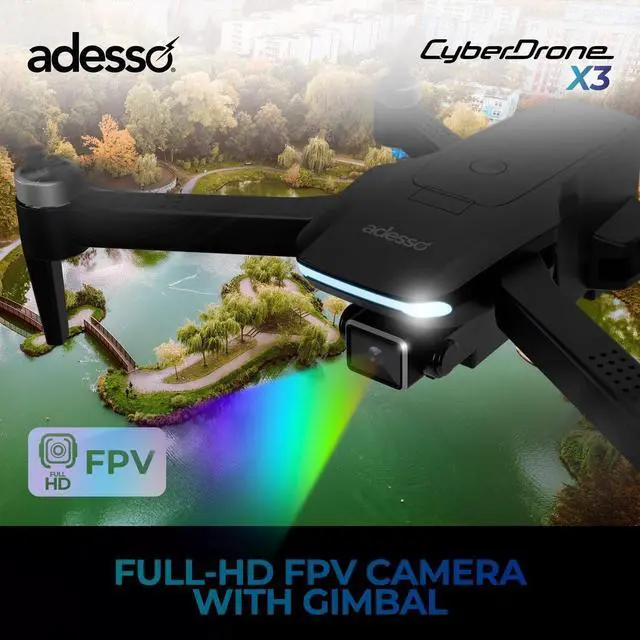 Alt view image 6 of 8 - Adesso CyberDrone X3 2K FPV Drone with Remote Controller #CYBERDRONE X3