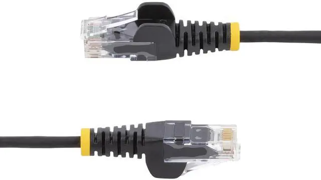 Alt view image 4 of 6 - StarTech 15ft Black Slim CAT6 Ethernet Cable, Snagless, 100W PoE, UTP, LSZH, 28AWG Pure Bare Copper Wire, Slim RJ45 Network Patch Cord w/Strain Reliefs, Fluke Tested Model N6PAT15BKS