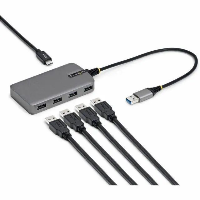 Alt view image 4 of 7 - StarTech 4-Port USB-A Hub, 5Gbps, Bus Powered, USB-A to 4x USB-A Hub with USB-C Auxiliary Power Input, 1ft/30cm Host Cable, Portable Desktop/Laptop USB Hub - 5G4AC-USB-A-HUB