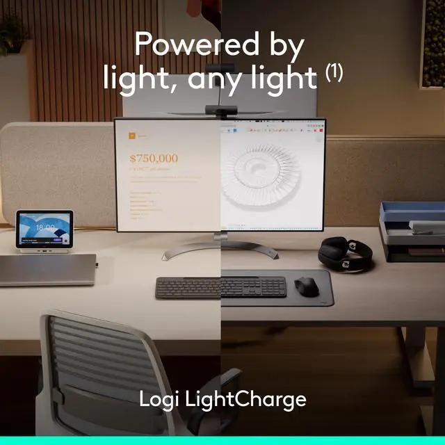 Alt view image 9 of 14 - Logitech Signature Slim Solar+ K980 for Business, Wireless Keyboard, Quiet Typing, Secure Receiver, Bluetooth, Windows, Mac - Graphite - Wireless Connectivity - Bluetooth/RF - 5.1 - 32.81 ft - 2.40 GH