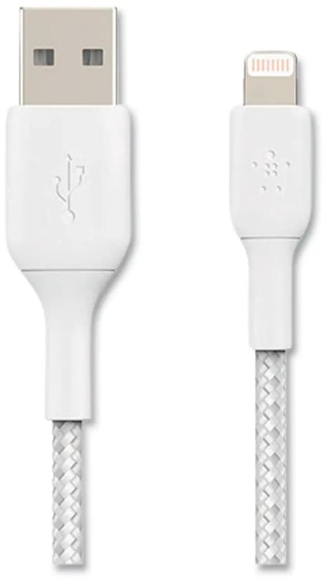 Main image of BELKIN CAA002bt1MWH BOOST CHARGE White Braided Lightning to USB-A Cable 3.28 ft. (1 m)