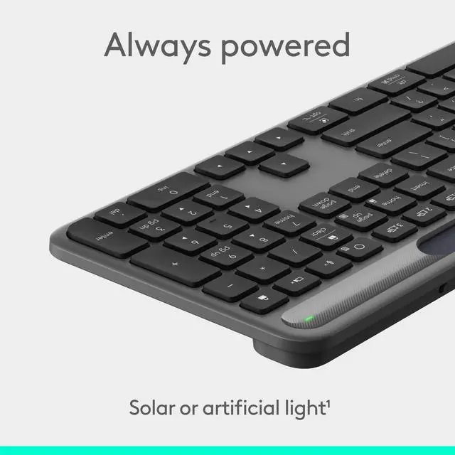 Alt view image 2 of 14 - Logitech Signature Slim Solar+ Wireless Bluetooth Keyboard Graphite 920013755