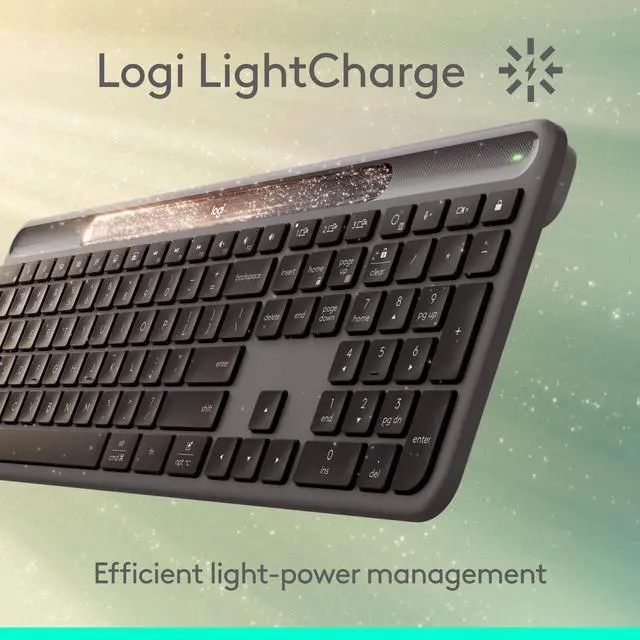Alt view image 3 of 14 - Logitech Signature Slim Solar+ Wireless Bluetooth Keyboard Graphite 920013755