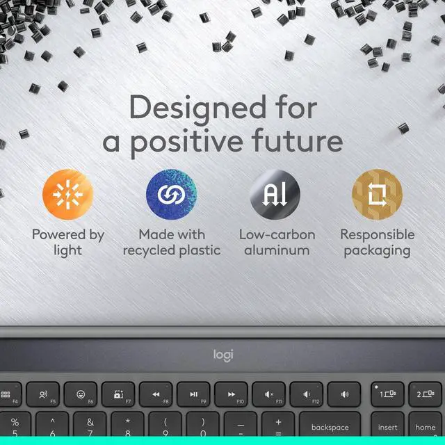 Alt view image 6 of 14 - Logitech Signature Slim Solar+ Wireless Bluetooth Keyboard Graphite 920013755