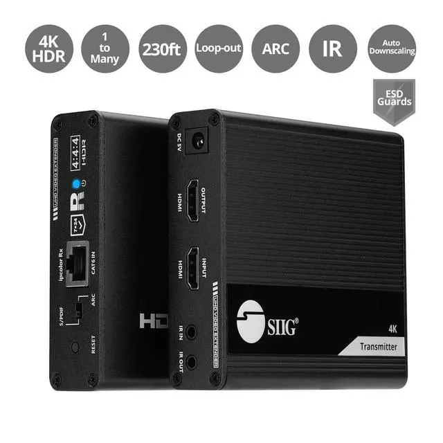 Alt view image 2 of 6 - SIIG ipcolor 4K HDMI Extender Daisy Chain Transmission Kit 230ft CEH26M11S1