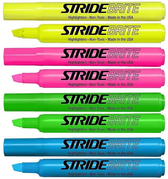 Alt view image 4 of 4 - StrideBrite Tank Highlighter Chisel Tip Assorted Colors 12 Pack 42012