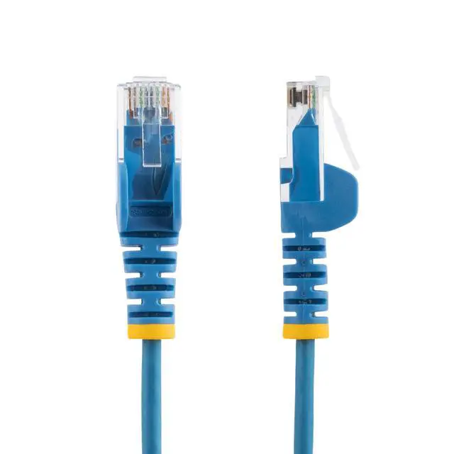 Alt view image 3 of 6 - StarTech 15ft Blue Slim CAT6 Ethernet Cable, Snagless, 100W PoE, UTP, LSZH, 28AWG Pure Bare Copper Wire, Slim RJ45 Network Patch Cord w/Strain Reliefs, Fluke Tested Model N6PAT15BLS