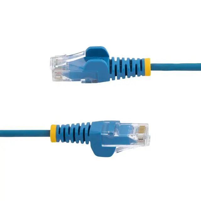 Alt view image 4 of 6 - StarTech 15ft Blue Slim CAT6 Ethernet Cable, Snagless, 100W PoE, UTP, LSZH, 28AWG Pure Bare Copper Wire, Slim RJ45 Network Patch Cord w/Strain Reliefs, Fluke Tested Model N6PAT15BLS