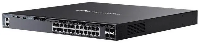 Alt view image 8 of 12 - TP-Link Omada 24-Port Gigabit Stackable L3 Managed PoE+ Switch with 4 10G Slots - 25 Ports - Gigabit Ethernet, 10 Gigabit Ethernet - 10/100/1000Base-T, 10GBase-X - 3 Layer Supported - 916.60 W Power C
