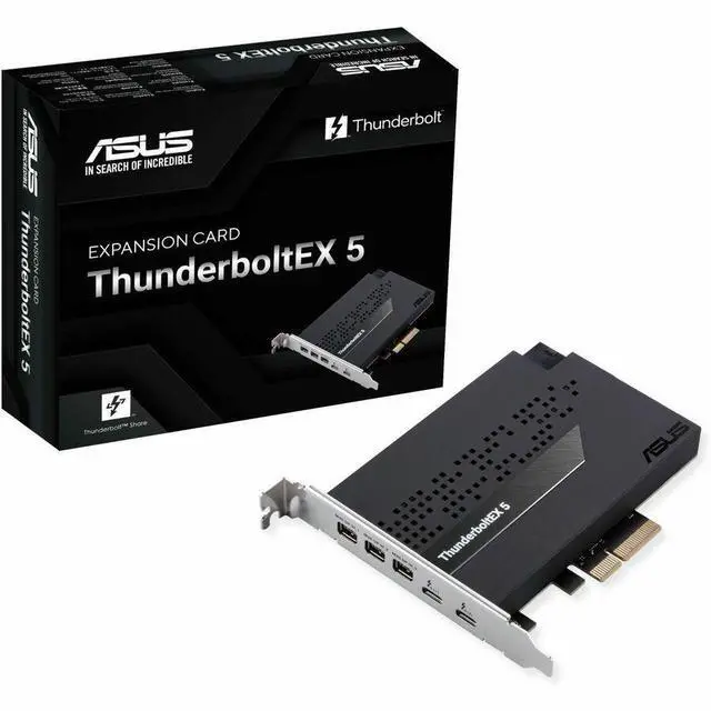 Main image of Asus ThunderboltEX 5 PCI Express 4.0 x4 15 GB/s Desktop Keyboard Mouse Monitor Plug-in Card 3 USB Port 1 Thunderbolt Port 1 USB 2.0 Port PC THUNDERBOLTEX5