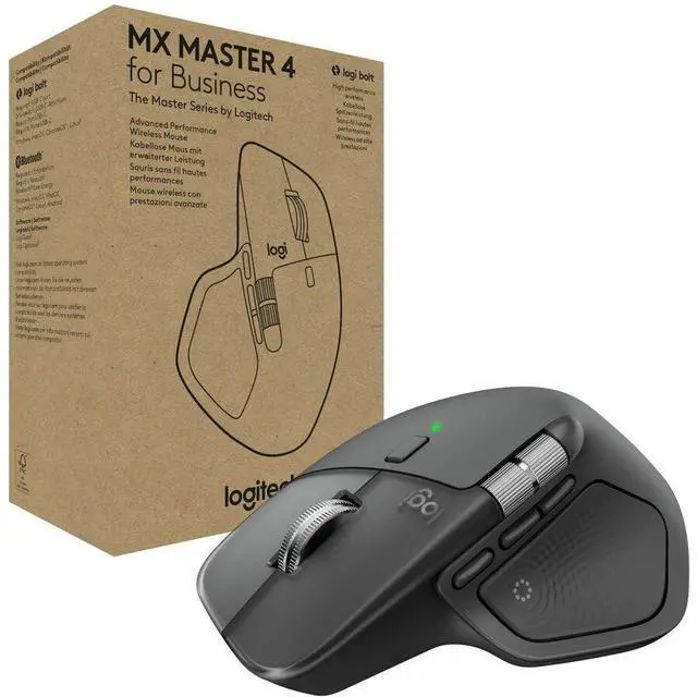 Alt view image 8 of 14 - Logitech MX Master 4 for Business, Wireless Mouse with Quiet Clicks, 8K DPI, MagSpeed Scrolling, Logi Bolt Receiver, Bluetooth, Actions Ring, Haptics, USB-C Charging - Graphite - Darkfield - Wireless