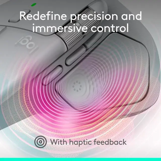 Alt view image 2 of 7 - Logitech MX Master 4 for Mac - Wireless Bluetooth Mouse with Ultra-fast Scrolling, Ergo, haptic feedback, Customize vibration intensity - White Silver
