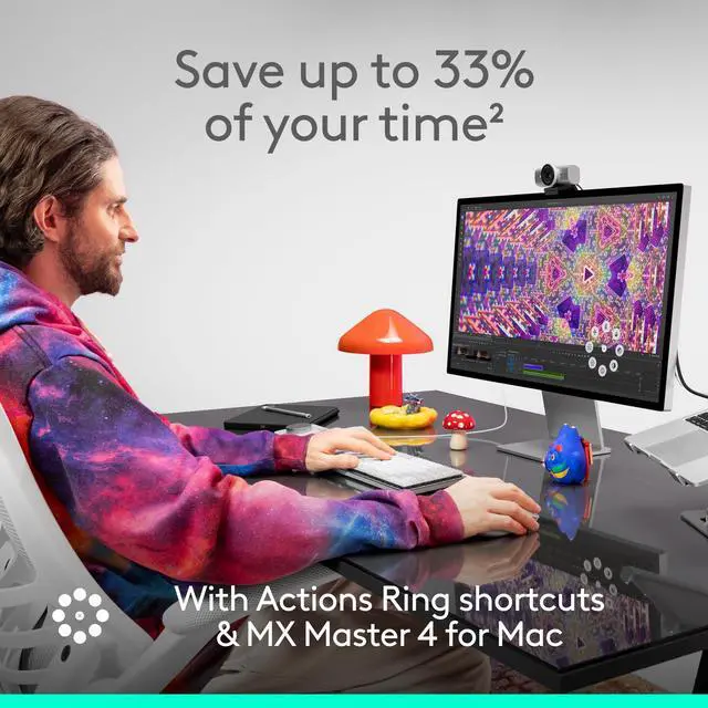 Alt view image 3 of 7 - Logitech MX Master 4 for Mac - Wireless Bluetooth Mouse with Ultra-fast Scrolling, Ergo, haptic feedback, Customize vibration intensity - White Silver