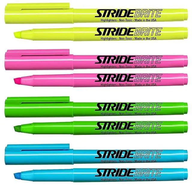 Alt view image 3 of 4 - StrideBrite Stick Highlighters Chisel Tip Assorted Colors 24 Pack 47024