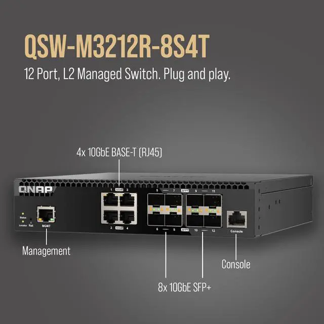 Alt view image 4 of 8 - QNAP QSW-M3212R-8S4T Ethernet Switch QSWM3212R8S4TUS
