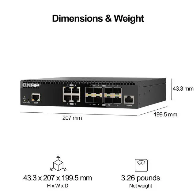 Alt view image 7 of 8 - QNAP QSW-M3212R-8S4T Ethernet Switch QSWM3212R8S4TUS