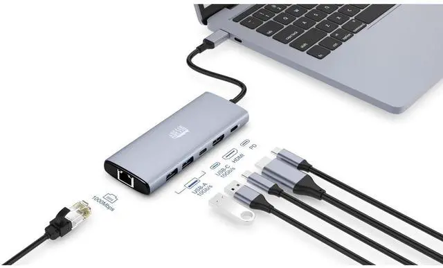Alt view image 11 of 16 - Adesso AUH-4035 Docking Station - for Notebook/Tablet PC/Smartphone/Monitor/TV/Projector - Charging Capability - Memory Card Reader - SD, TransFlash - USB Type C - 1 Displays Supported - 4K @ 60Hz - 3