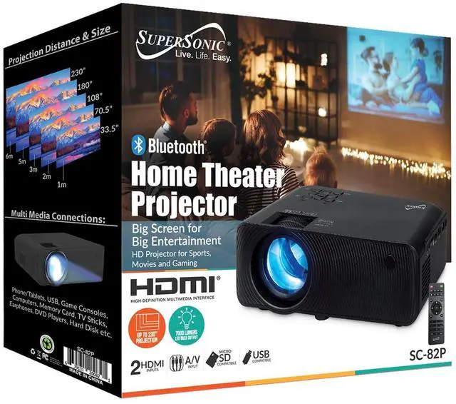 Alt view image 13 of 13 - Superesonic SC-82P Home Theater Projector with Bluetooth