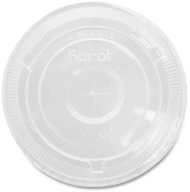 Main image of PET Lids Flat with Straw Slot Fits 12 oz to 24 oz Cold Cups Plastic Clear 1000/Carton CKC626TS