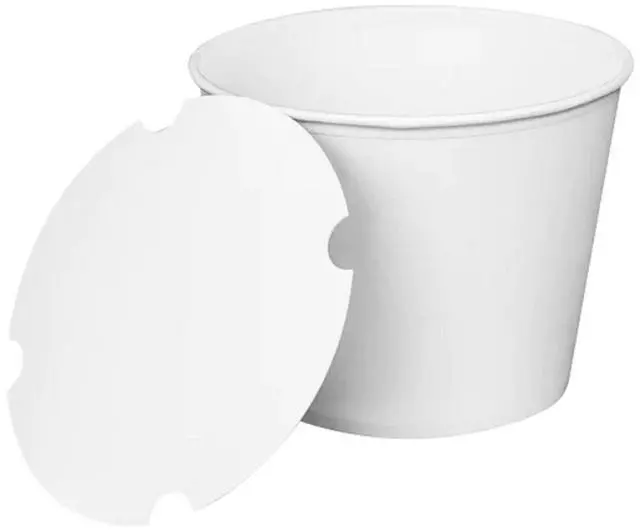 Main image of Food Bucket with Lid 130 oz 8.46" Diameter x 6.6" h White Paper 150/Carton CFB130WBUNDLE