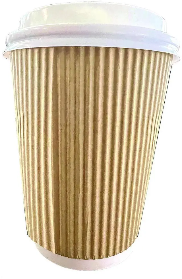 Main image of Ripple Hot Cups 12 oz Paper Kraft/White 500/Carton CKRC512