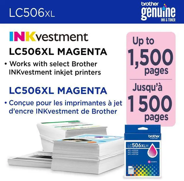 Alt view image 2 of 5 - Brother Genuine LC506XLM High Yield Magenta Ink Cartridge