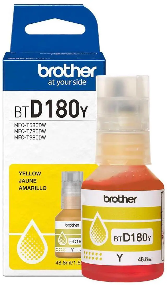 Main image of Brother Genuine BTD180Y High Yield Yellow Ink Bottle for 580, 780, 980 Printers