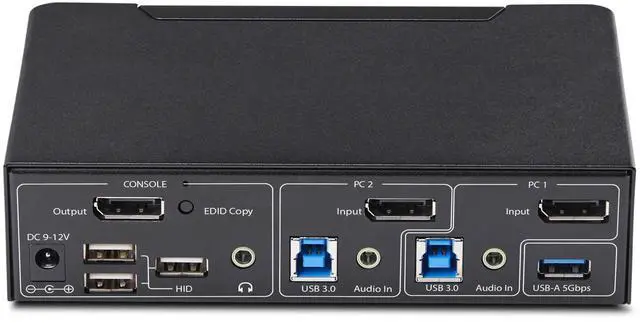 Alt view image 6 of 10 - StarTech 2-Port DisplayPort KVM Switch, 4K 60Hz, DP 1.2, HDCP 1.4, EDID Management, 2-Port USB 3.0 Hub, 4x USB HID Ports, TAA Compliant - P2AD122-KVM-SWITCH