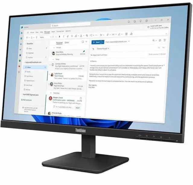 Alt view image 13 of 14 - Lenovo ThinkVision S24-4e 24" Class Full HD LED Monitor - 16:9 - Raven Black - 23.8" Viewable - In-plane Switching (IPS) Technology - WLED Backlight - 1920 x 1080 - 16.7 Million Colors - 250