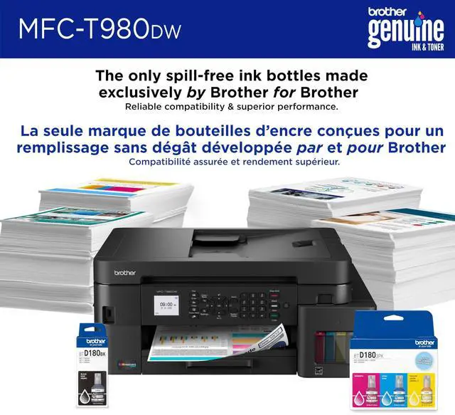Alt view image 5 of 7 - Brother MFC-T980DW Wired & Wireless INKvestment Tank Inkjet Multifunction Printer Color