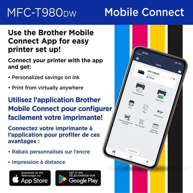 Alt view image 7 of 7 - Brother MFC-T980DW Wired & Wireless INKvestment Tank Inkjet Multifunction Printer Color